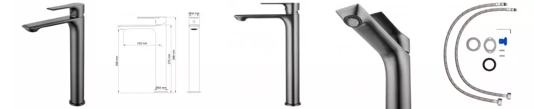 Смеситель для раковины «Wonzon & Woghand» Brilliant WW-88019079-BGM тёмный графит Смеситель для раковины «Wonzon & Woghand» Brilliant WW-88019079-BGM тёмный графит