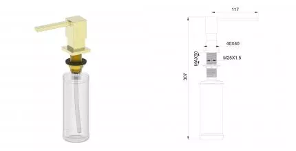 Дозатор мыла WONZON & WOGHAND, Брашированное золото (WW-88SD01-BG) · Wonzon & Woghand, WW-88SD01-BG