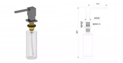 Дозатор мыла WONZON & WOGHAND, Тёмный графит (WW-88SD01-BGM) · Wonzon & Woghand, WW-88SD01-BGM