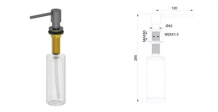 Дозатор мыла WONZON & WOGHAND, Тёмный графит (WW-88SD02-BGM) · Wonzon & Woghand, WW-88SD02-BGM