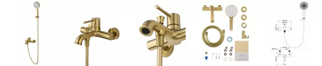 Смеситель для ванны с душем WONZON & WOGHAND TOR, Брашированное золото (WW-88037073-BG) · Tor, Wonzon & Woghand, WW-88037073-BG Смеситель для ванны с душем WONZON & WOGHAND TOR, Брашированное золото (WW-88037073-BG) · Tor, Wonzon & Woghand, WW-88037073-BG