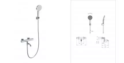 Смеситель для ванны с душем «Wonzon & Woghand» Inn 1 WW-B3013-A1-CR с термостатом хром Смеситель для ванны с душем «Wonzon & Woghand» Inn 1 WW-B3013-A1-CR с термостатом хром