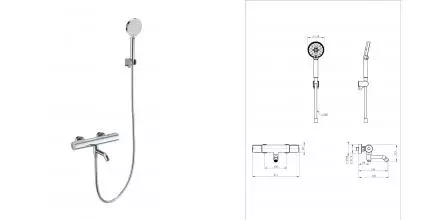 Смеситель для ванны с душем «Wonzon & Woghand» Inn 2 WW-A2006-A1-CR с термостатом хром Смеситель для ванны с душем «Wonzon & Woghand» Inn 2 WW-A2006-A1-CR с термостатом хром