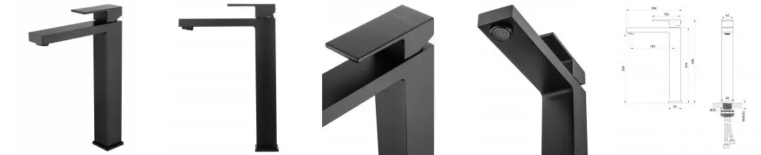 Смеситель для раковины «Wonzon & Woghand» Cube WW-88239016-MB чёрный матовый