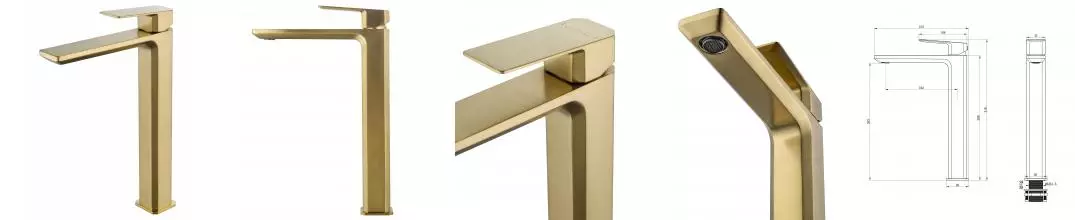 Смеситель для раковины «Wonzon & Woghand» Diamond WW-88239011-BG брашированное золото
