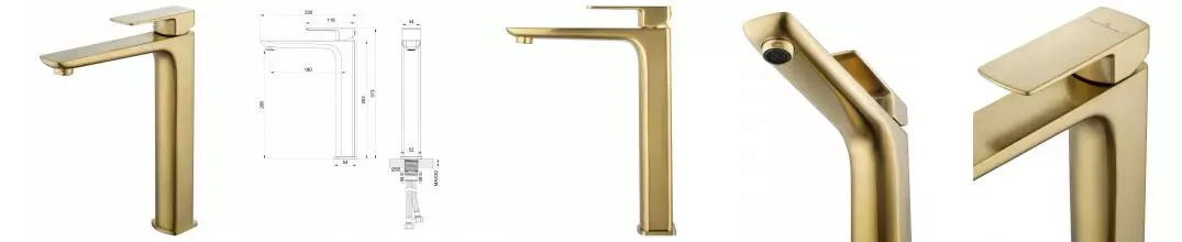 Смеситель для раковины «Wonzon & Woghand» Edge WW-88239003-BG брашированное золото