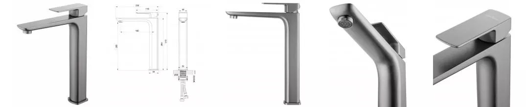 Смеситель для раковины «Wonzon & Woghand» Edge WW-88239003-BGM тёмный графит