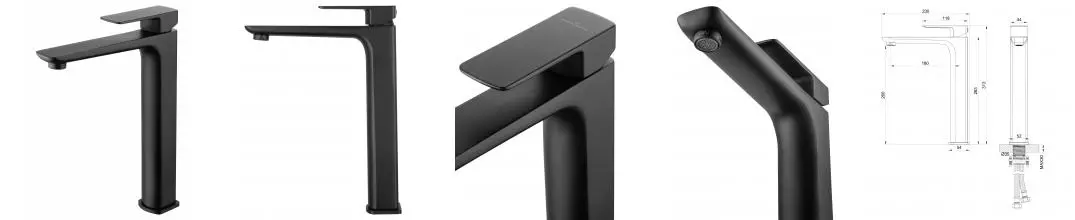 Смеситель для раковины «Wonzon & Woghand» Edge WW-88239003-MB чёрный матовый Смеситель для раковины «Wonzon & Woghand» Edge WW-88239003-MB чёрный матовый