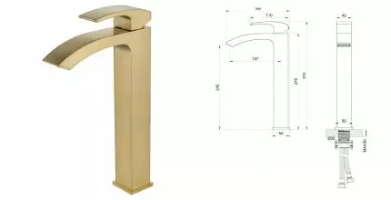 Смеситель для раковины «Wonzon & Woghand» Fit WW-88239009-BG брашированное золото