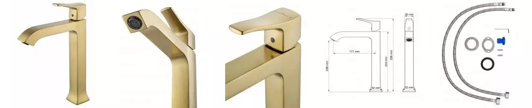 Смеситель для раковины «Wonzon & Woghand» Flex WW-88019072-BG брашированное золото