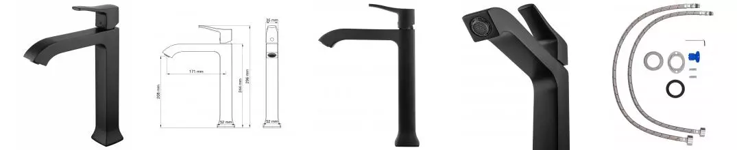 Смеситель для раковины «Wonzon & Woghand» Flex WW-88019072-MB чёрный матовый