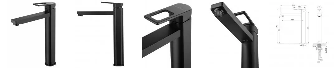 Смеситель для раковины «Wonzon & Woghand» Frame WW-88239010-MB чёрный матовый Смеситель для раковины «Wonzon & Woghand» Frame WW-88239010-MB чёрный матовый