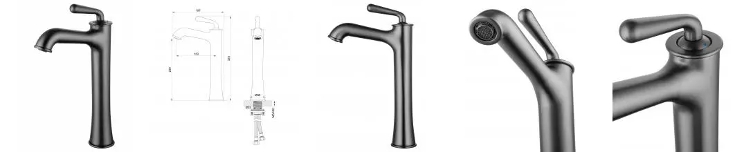 Смеситель для раковины «Wonzon & Woghand» Steam WW-88239008-BGM тёмный графит