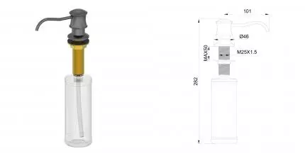 Дозатор мыла WONZON & WOGHAND, Тёмный графит (WW-88SD03-BGM) · Wonzon & Woghand, WW-88SD03-BGM