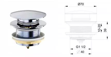 Донный клапан для ванны 1 1/2 WONZON & WOGHAND, Хром (WW-SS105-CR) · Wonzon & Woghand, WW-SS105-CR