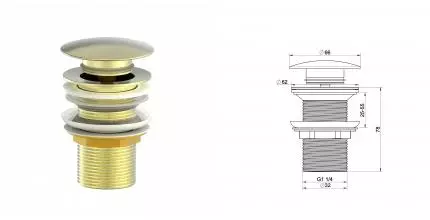 Донный клапан для раковины 1 1/4 WONZON & WOGHAND, Брашированное золото (WW-88SS02-BG) · Wonzon & Woghand, WW-88SS02-BG