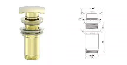 Донный клапан для раковины 1 1/4 WONZON & WOGHAND, Брашированное золото (WW-88SS08-BG) · Wonzon & Woghand, WW-88SS08-BG
