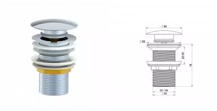 Донный клапан для раковины 1 1/4 WONZON & WOGHAND, Хром (WW-88SS02-CR) · Wonzon & Woghand, WW-88SS02-CR