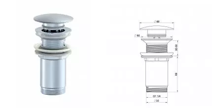 Донный клапан для раковины 1 1/4 WONZON & WOGHAND, Хром (WW-88SS09-CR) · Wonzon & Woghand, WW-88SS09-CR