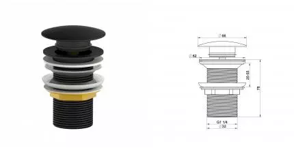 Донный клапан для раковины 1 1/4 WONZON & WOGHAND, Чёрный матовый (WW-88SS02-MB) · Wonzon & Woghand, WW-88SS02-MB