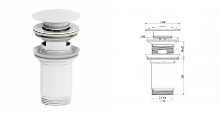 Донный клапан для раковины с переливом 1 1/4 WONZON & WOGHAND, Белый матовый (WW-88SS09-MW) · Wonzon & Woghand, WW-88SS09-MW