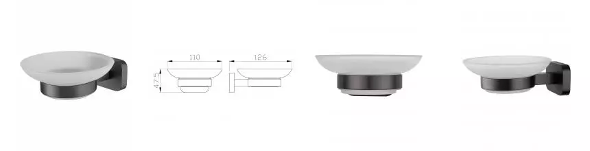 Мыльница с держателем WONZON & WOGHAND GRAFFITY, Тёмный графит (WW-9322) · Graffity, Wonzon & Woghand, WW-9322