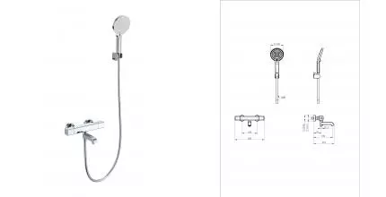 Смеситель для ванны с душем «Wonzon & Woghand» Stay 2 WW-B2016-A1-CR с термостатом хром Смеситель для ванны с душем «Wonzon & Woghand» Stay 2 WW-B2016-A1-CR с термостатом хром