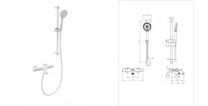 Смеситель для ванны с душем и термостатом WONZON & WOGHAND, Белый матовый (WW-C2002-A-MW) · без серии, Wonzon & Woghand, WW-C2002-A-MW