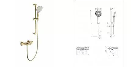 Смеситель для ванны с душем и термостатом WONZON & WOGHAND, Брашированное золото (WW-C2018-A-BG) · без серии, Wonzon & Woghand, WW-C2018-A-BG