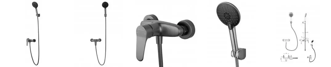 Смеситель для душа «Wonzon & Woghand» Alfa WW-AE3102-BGG тёмный графит Смеситель для душа «Wonzon & Woghand» Alfa WW-AE3102-BGG тёмный графит