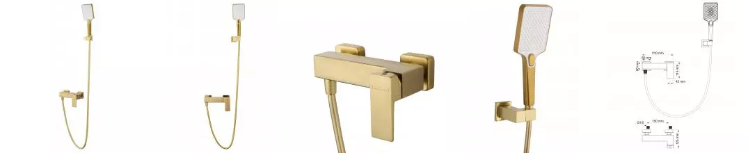 Смеситель для душа «Wonzon & Woghand» Cube 2.0 WW-88048068-BG брашированное золото