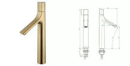 Смеситель для раковины «Wonzon & Woghand» The One WW-H1011-BG брашированное золото