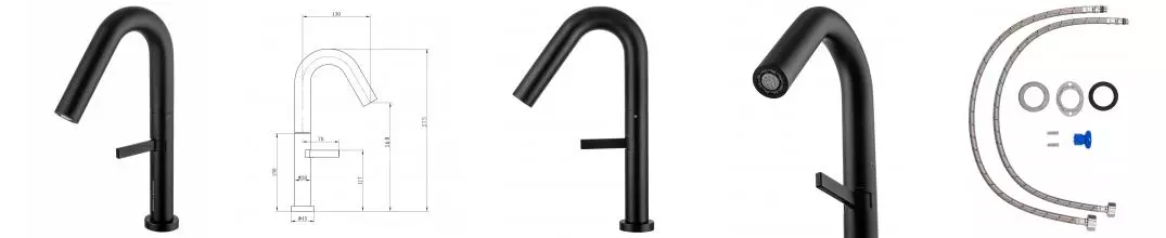 Смеситель для раковины высокий WONZON & WOGHAND, Чёрный матовый (WW-6068-MB) · без серии, Wonzon & Woghand, WW-6068-MB