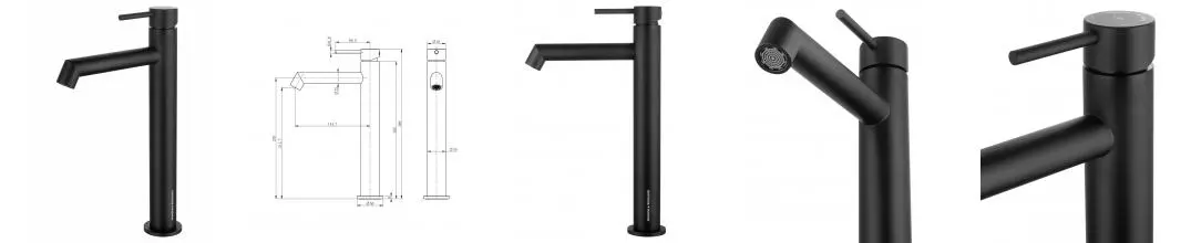 Смеситель для раковины высокий WONZON & WOGHAND, Чёрный матовый (WW-H1064-MB) · без серии, Wonzon & Woghand, WW-H1064-MB