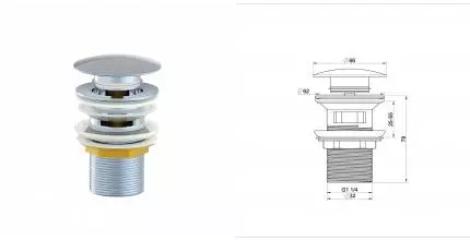 Донный клапан для раковины с переливом 1 1/4 WONZON & WOGHAND, Хром (WW-88SS01-CR) · Wonzon & Woghand, WW-88SS01-CR