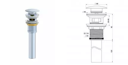 Донный клапан для раковины с переливом 1 1/4 WONZON & WOGHAND, Хром (WW-88SS03-CR) · Wonzon & Woghand, WW-88SS03-CR