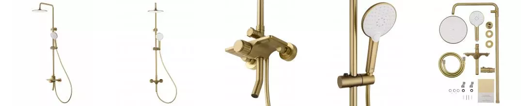 Душевая система WONZON & WOGHAND CLICK, Брашированное золото (WW-N3S962-BG) · Click, Wonzon & Woghand, WW-N3S962-BG
