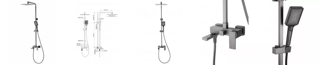 Душевая система WONZON & WOGHAND CUBE 2.0, Тёмный графит (WW-88047068-BGM) · Cube 2.0, Wonzon & Woghand, WW-88047068-BGM