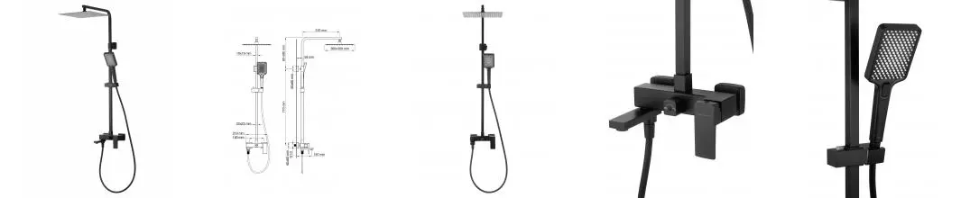 Душевая система WONZON & WOGHAND CUBE 2.0, Чёрный матовый (WW-88047068-MB) · Cube 2.0, Wonzon & Woghand, WW-88047068-MB