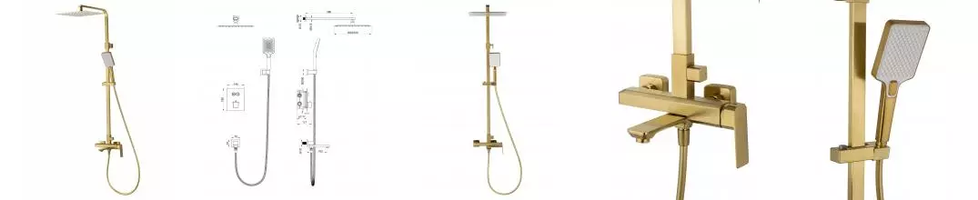 Душевая система WONZON & WOGHAND DIAMOND, Брашированное золото (WW-88739011-BG) · Diamond, Wonzon & Woghand, WW-88739011-BG