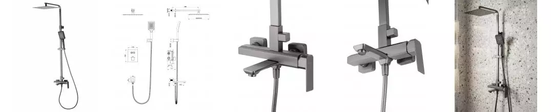 Душевая система WONZON & WOGHAND DIAMOND, Тёмный графит (WW-88739011-BGM) · Diamond, Wonzon & Woghand, WW-88739011-BGM