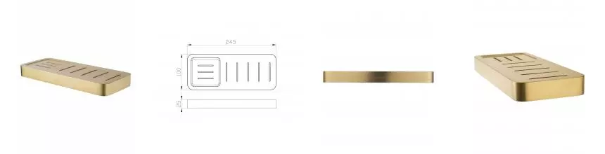 Мыльница с держателем WONZON & WOGHAND LOTTE, Брашированное золото (WW-8332-BG) · Wonzon & Woghand, WW-8332-BG
