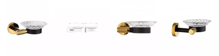 Мыльница с держателем WONZON & WOGHAND MAJESTIC, Чёрный/Золото (WW-9222) · Majestic, Wonzon & Woghand, WW-9222