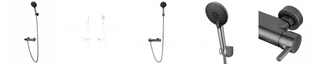 Смеситель для душа с встроенным изливом WONZON & WOGHAND MUSE Corno, Темный графит (WW-A30902-BGG) · Muse, Wonzon & Woghand, WW-A30902-BGG