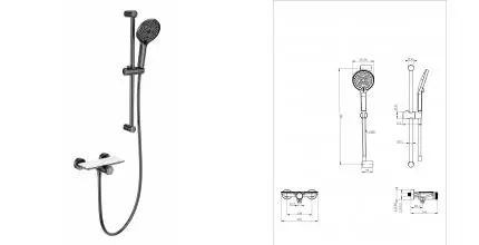 Смеситель для душа «Wonzon & Woghand» Click WW-B2052-A-BGG тёмный графит