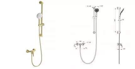 Смеситель для душа с гарнитуром WONZON & WOGHAND, Брашированное золото (WW-4570-BG) · без серии, Wonzon & Woghand, WW-4570-BG Смеситель для душа с гарнитуром WONZON & WOGHAND, Брашированное золото (WW-4570-BG) · без серии, Wonzon & Woghand, WW-4570-BG