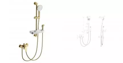 Смеситель для душа с гарнитуром WONZON & WOGHAND, Брашированное золото (WW-A31003-BG) · без серии, Wonzon & Woghand, WW-A31003-BG Смеситель для душа с гарнитуром WONZON & WOGHAND, Брашированное золото (WW-A31003-BG) · без серии, Wonzon & Woghand, WW-A31003-BG