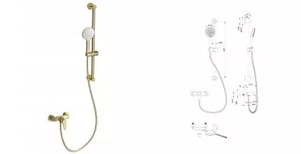 Смеситель для душа с гарнитуром WONZON & WOGHAND, Брашированное золото (WW-AE3103-BG) · без серии, Wonzon & Woghand, WW-AE3103-BG Смеситель для душа с гарнитуром WONZON & WOGHAND, Брашированное золото (WW-AE3103-BG) · без серии, Wonzon & Woghand, WW-AE3103-BG