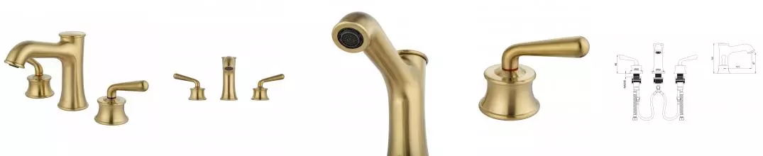 Смеситель для раковины «Wonzon & Woghand» Steam WW-88159008-BG брашированное золото Смеситель для раковины «Wonzon & Woghand» Steam WW-88159008-BG брашированное золото