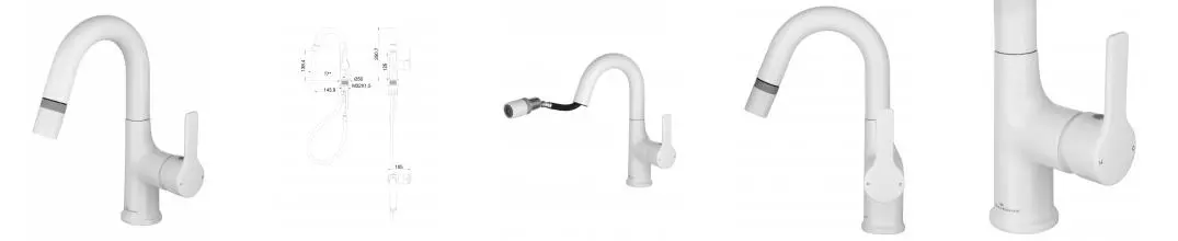 Смеситель для раковины с выдвижным изливом WONZON & WOGHAND, Белый матовый (WW-FE01L212-MW) · без серии, Wonzon & Woghand, WW-FE01L212-MW